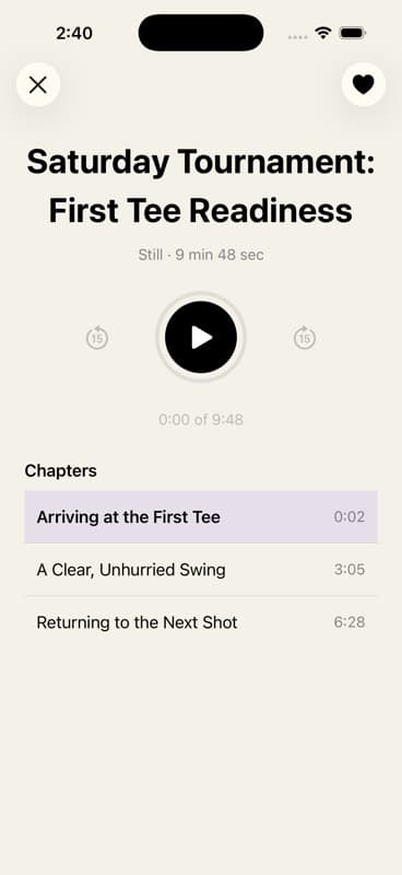Mindwork Studio audio player for Saturday Tournament: First Tee Readiness